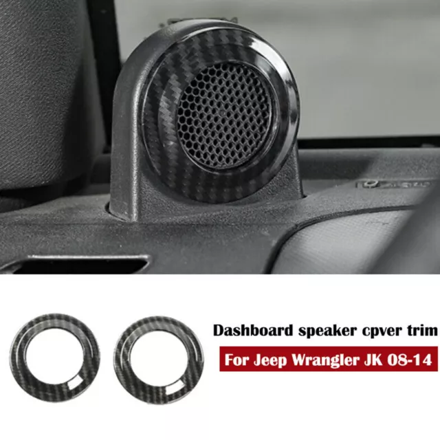 Carbon Fiber Style A Pillar Speaker Decor Cover Trim Fit For Jeep Wrangler JK