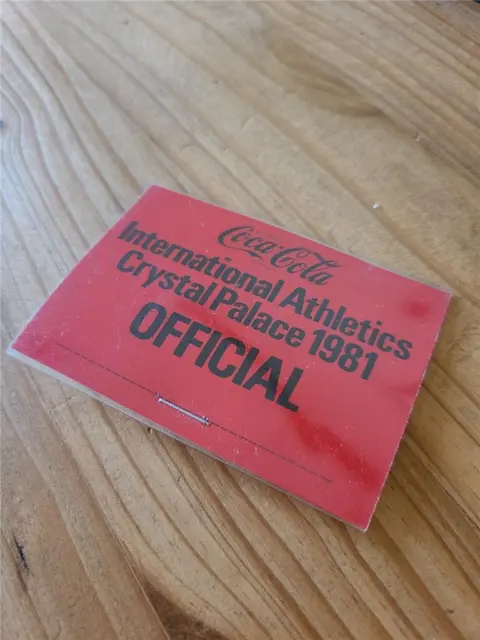 Vintage 1981 Coca Cola International Athletics Crystal Palace Officials Badge