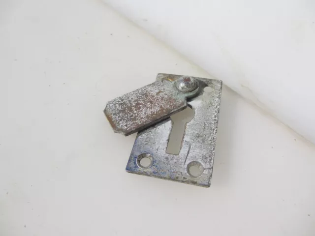 Antique Nickel Keyhole Cover Escutcheon Plate Old Oval Door Victorian Vintage