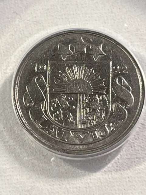1922 Latvia 20 Santimu Coin Graded AU 50 by ANACS