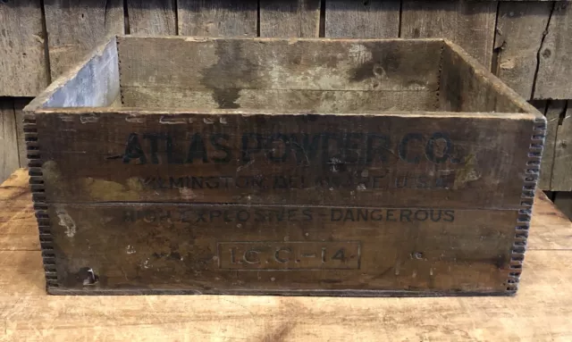 Antique ATLAS POWDER Co. Explosive Box Advertising Wooden Crate