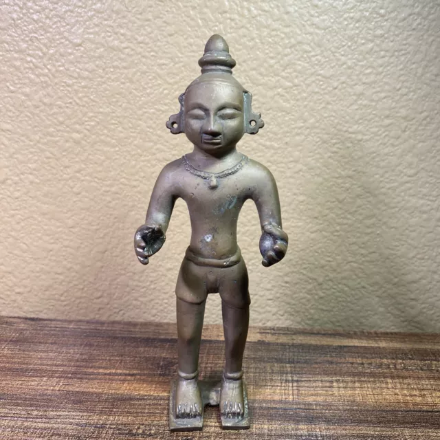 Antique Bronze Deity Figure Japanese/Indian? Religious Statue Handmade Art Alien