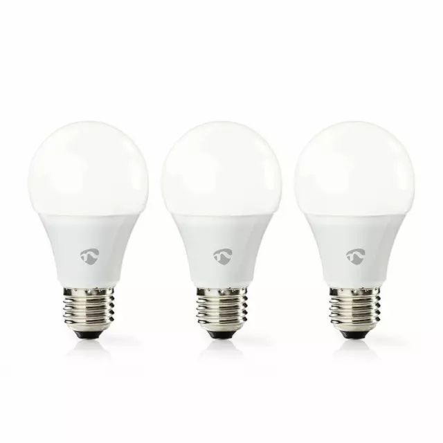 Nedis WiFi Smart LED Light Bulb Warm White Dimmable E27 Lamp App Remote 3 Pack
