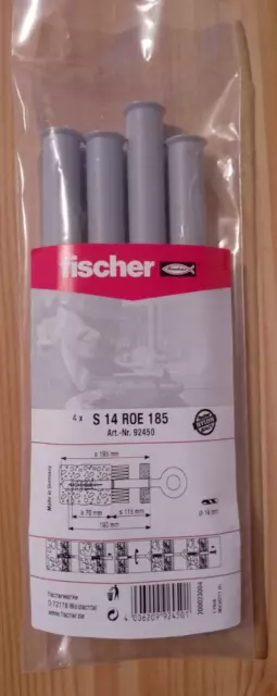 Fischer 4x Dübel S 14 ROE 185 B Beutel - 92450