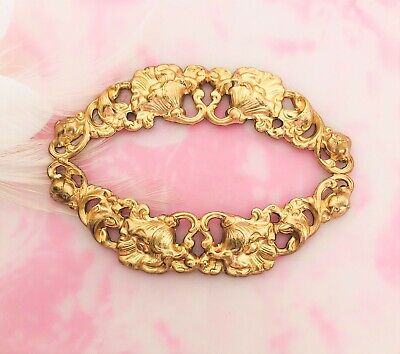 BRASS Large Oval Flower Frame Stamping ~ Jewelry Finding (C-907)