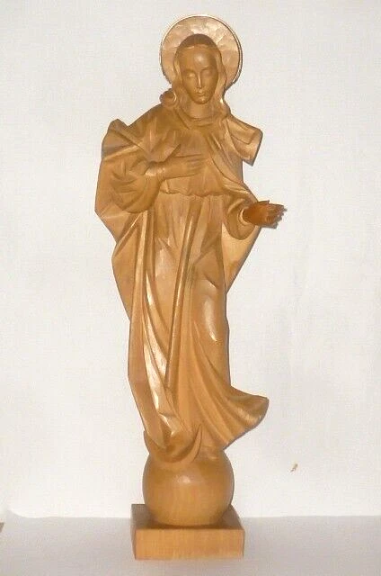 Alberto Durero Ad ? Tallado Figura Sagrada de Madera Virgen Maria 62cm