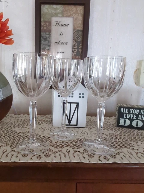 3  Marquis By Waterford Omega Pattern Crystal Wine/Water Goblets 8.5 in tall