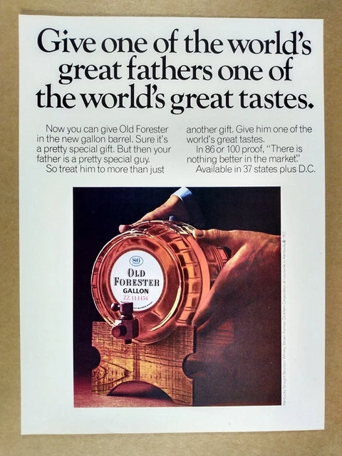 1972 Old Forester 86 Proof Bourbon Gallon Barrel vintage print Ad