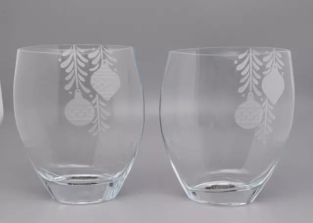 Vintage Mikasa Holiday Trimmings Crystal Ellipse 5 1/2" Vase Set New