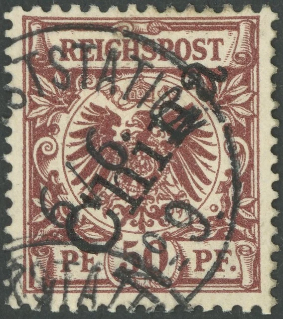 DP CHINA K.D. FELD-POSTSTATION Nr. 9 auf 50 Pf. Steiler Aufdruck, Pracht