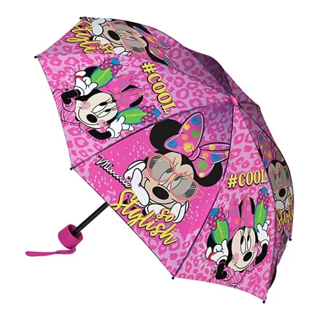 Ombrello Pieghevole Bambina Minnie Disney Antivento con Struttura Rinforzata