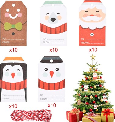 Regali 100 Pezzi Etichette Natalizie in Carta Kraft Etichette Regalo Etichetta per Albero di Natale con 2 Rotoli di Corda di iuta da 10 m per Fai da te bianco Decorazione Artigianato 