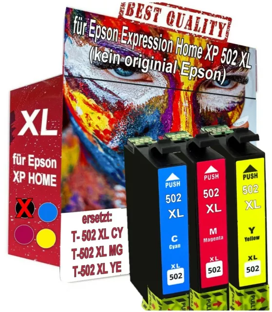 3 Druckerpatronen EA502XL für Epson XP5100 XP-5105 XP-5115 WF-2860 2865DWF CMY