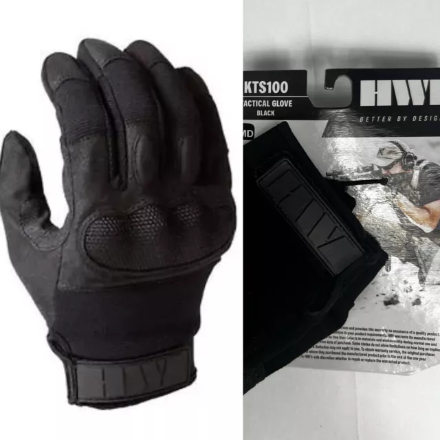 HWI Gear Hard Knuckle Tactical Touchscreen Glove, Black, Sz MEDIUM