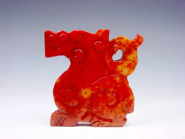 Old Nephrite Jade Stone Carved Sculpture Phoenix On Foo Dog Lion #08172152