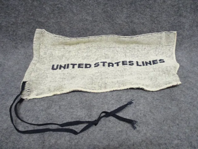 Vintage United States Lines Cloth Travel Sack w/ Pull String New Old Stock NOS