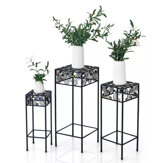 Set of 3 Metal Plant Stand Flower Pot Holder Rack Shelf Garden Home Decor