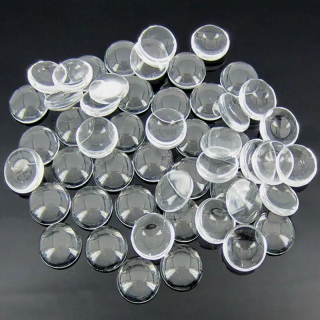 10 x 20mm Crystal Clear Round Cabochon Flat Back Glass Dome 