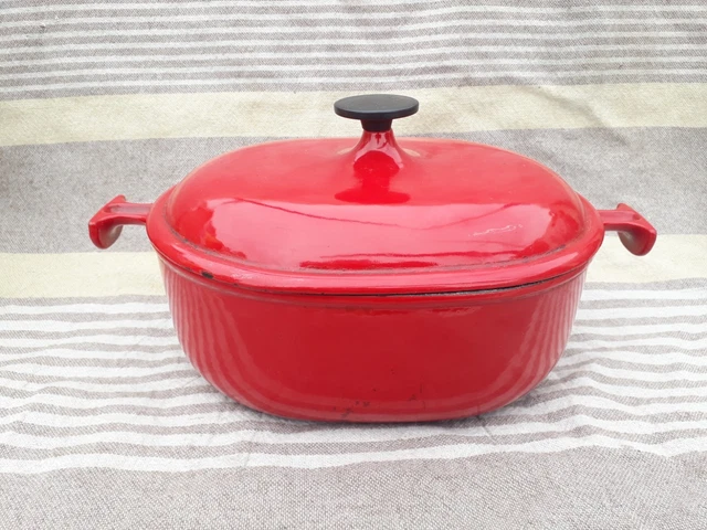 VINTAGE LE CREUSET La Mama Enzo Mari No 25 Enameled Burnt Orange