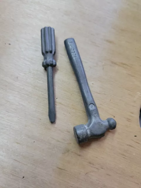 Vintage Miniature Metal Ball Peen Hammer & Screw Driver  Jewelers Toy
