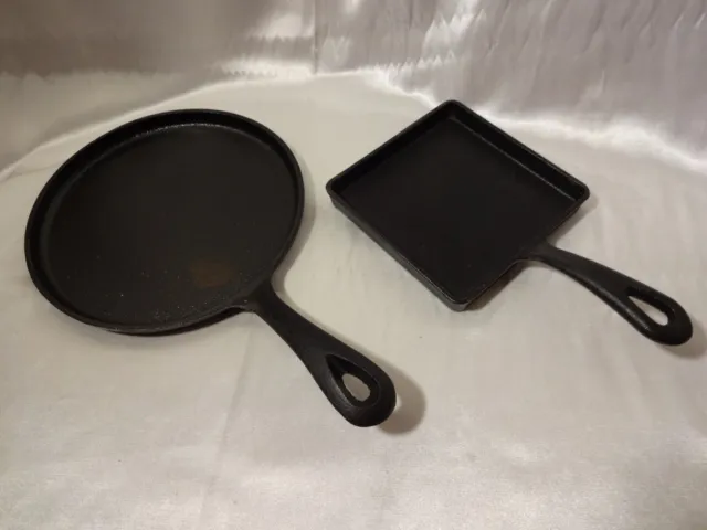 Pair of Cast Iron Skillet Small Frying Single Egg Pan Cookie Brownie See pics