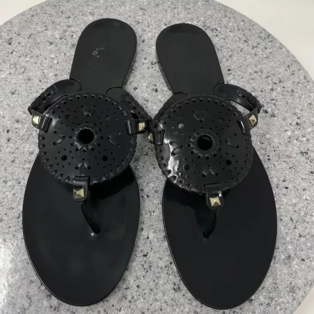 Jack Roger Sandals Womens 11 Georgica Black Jelly Thong Flip Flop Flat Shoes Jack Roger Sandals Womens 11 Georgica Black Jelly Thong Flip Flop Flat Shoes