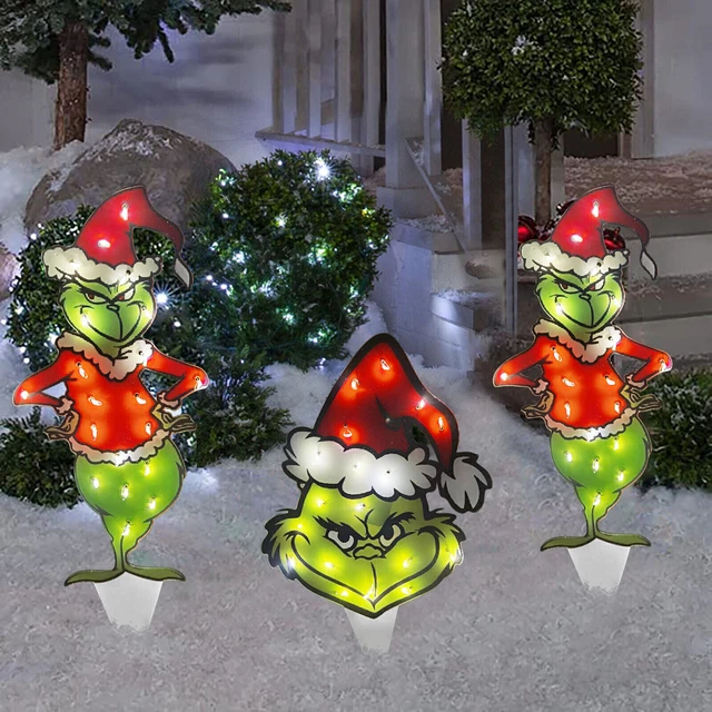 WEIHNACHTEN LED LICHT Up Grinch Figur im Freien Xmas Ornamente DE EUR
