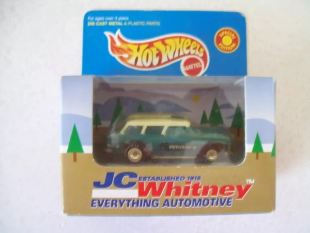 Hot Wheels JC Whitney 55' Chevy Nomad in green & white mint in box