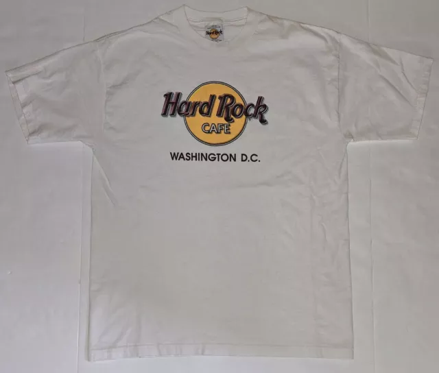 Vintage Hard Rock Cafe Shirt Large Adult White Washington DC Graphic Tee Mens