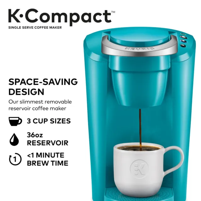 Keurig K-Compact Single-Serve K-Cup Pod Coffee Maker, Turquoise.