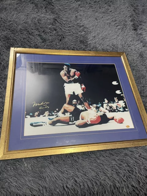 Authenticated Mohammad ali, cassius clay signed picture, In Gold Frame