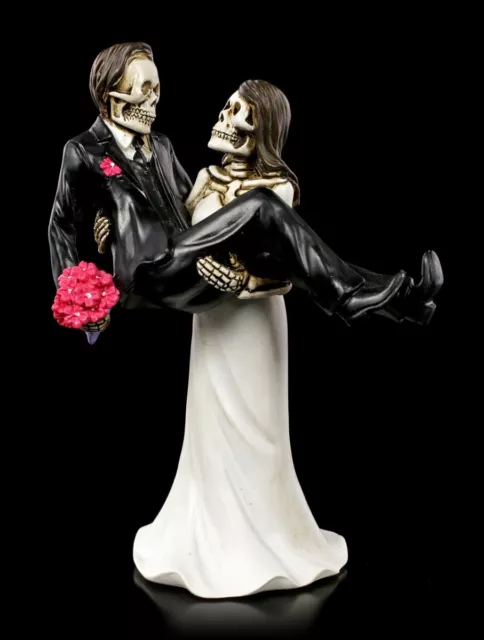 Skelett Brautpaar Figur - Braut trägt Bräutigam - Gothic Hochzeit Ehefrau Deko