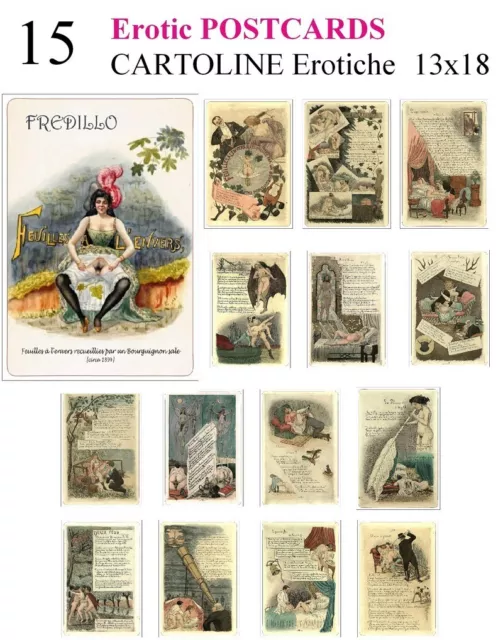 16 RARE CARTOLINE EROTICHE DA COLLEZIONE SERIE COMPLETA SET Fredillo 17,5x12