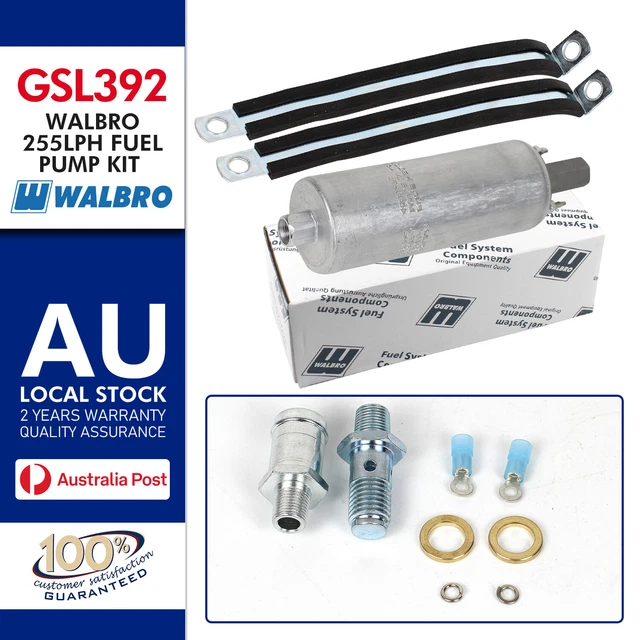 GENUINE WALBRO 255LPH Inline External High Pressure Fuel Pump Kit
