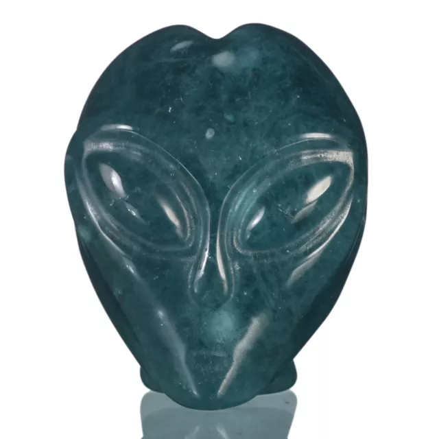 Obsidiana azul hecha por el hombre 1,57" tallada a mano cráneo alienígena naves estrella ser #37S05