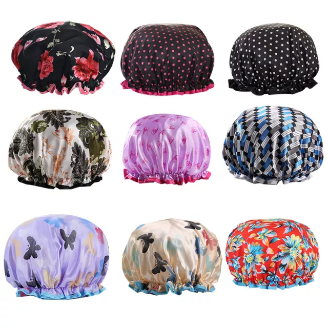 Large Double Layers Thick Waterproof Shower Cap Women Bath Hat Reusable 1pc