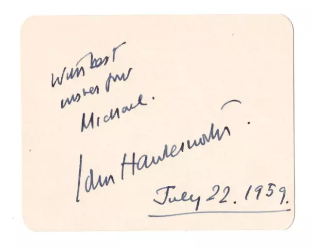 John Hawkesworth Signed Card 1959 /Autographed Screenwriter Sherlock Holmes