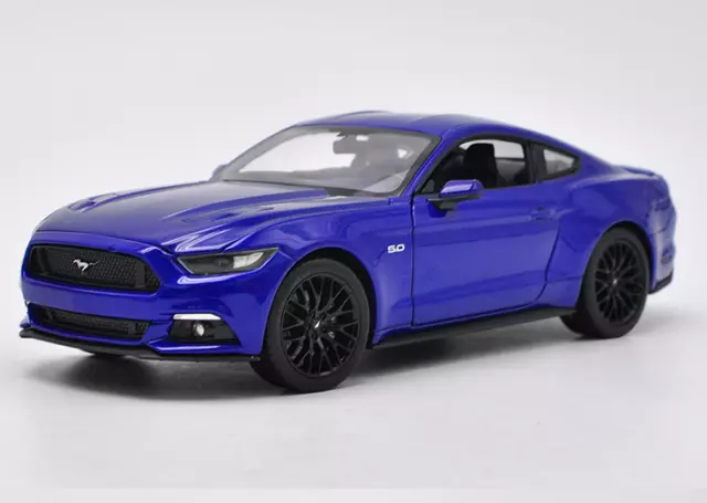 Welly 1:24 2015 Ford Mustang GT 5.0 Blue Diecast Model Racing Car New in Box