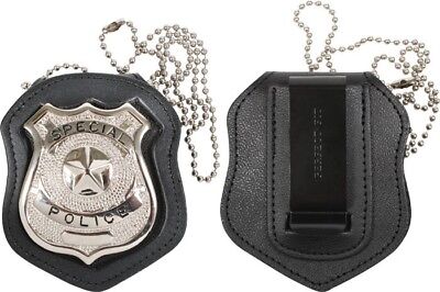 Cut Out & Clip On Leather Special Police Shield Law Enforcement Badge Holder