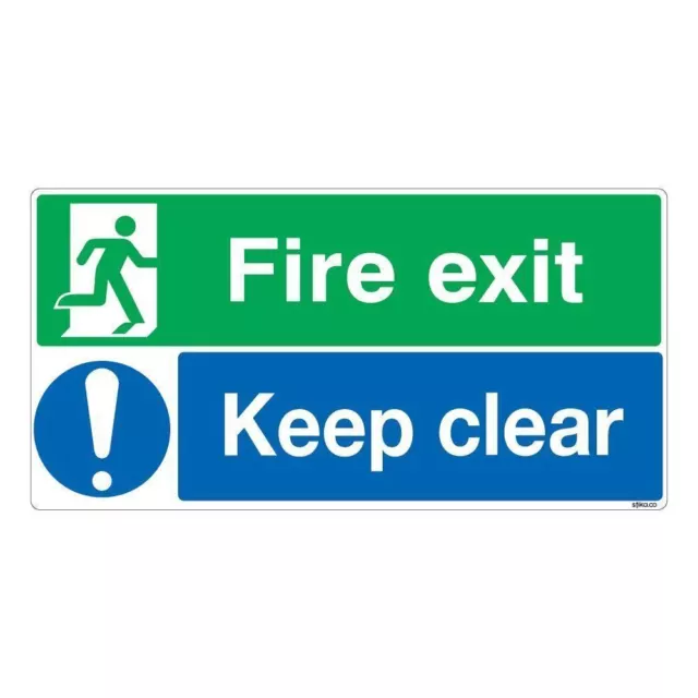 Pack of 6 Fire Exit Keep Clear Sign 210x106mm Health & Safety Vinyl Sticker