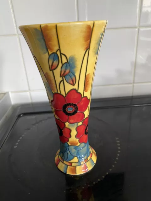 Old Tupton Ware Yellow / Poppy Vase 8inches High  Has Grazings