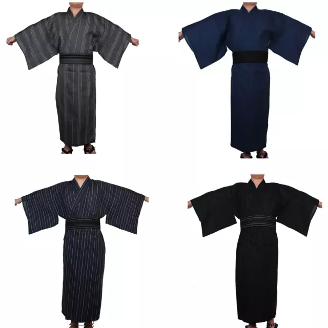 Japanese traditional samurai kimono men's yukata bathrobe robe cotton 2022