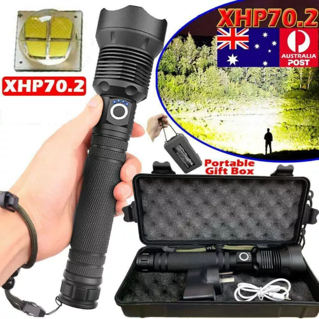 Zoomable Tactical Flashlight Super Bright Rechargeable Torch Light 9900000Lumens