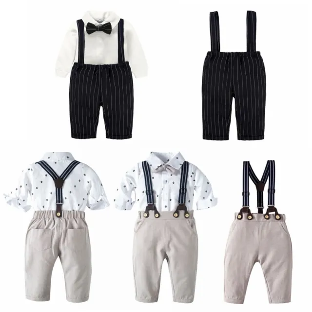 Pantaloni a maniche lunghe cravatta con sospensione superiore a righe neonato neonato bambino neonato