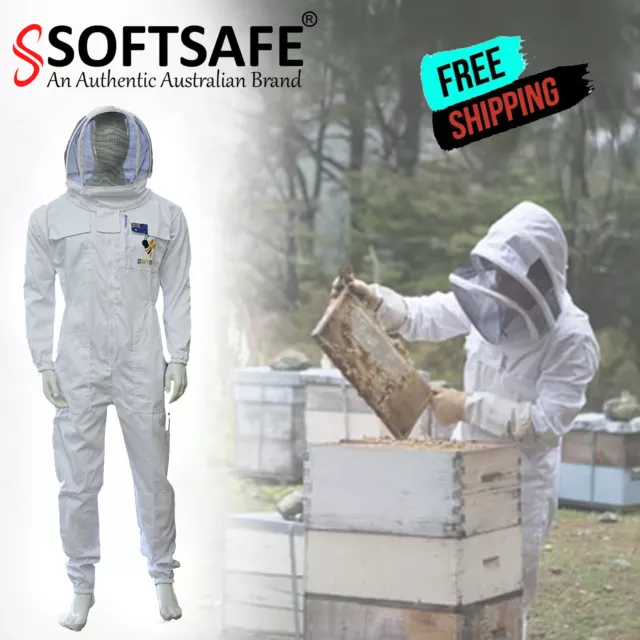 Softsafe Beekeeping Suit Bee Suit White Heavy Duty Poly Cotton With Fencing Veil