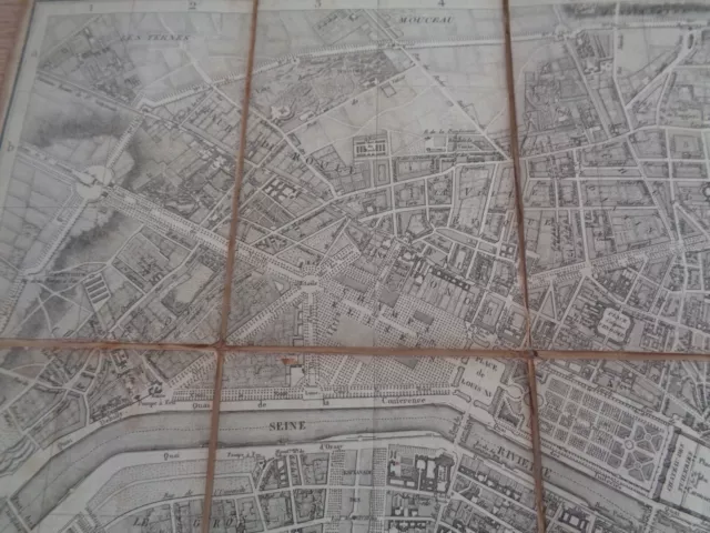 💥 1824 - plan ville de Paris - carte toilé 68x51 cm 3