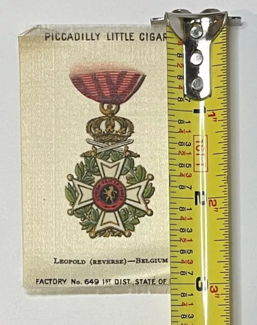 Antique Cigarette Silk 1915 ITC Military Medals Silks Tobacco Leopold#18 2