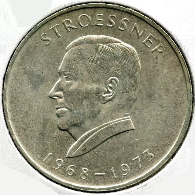 1973 Paraguay Stroessner Silver Coin 300 Guaranies Paz y Justicia - E607