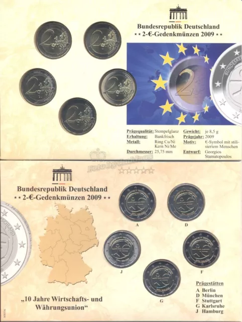 2009 Gemeinschaftsausgabe- WWU 10 Jahr Euro, BTN-5x2€ Blister, A-J