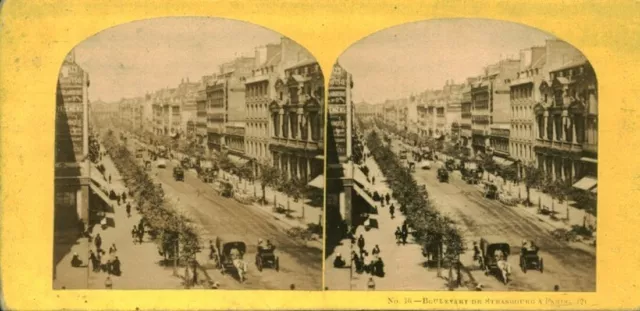 Carte Photo antique stéréoscopique boulevard de Strasbourg à Paris